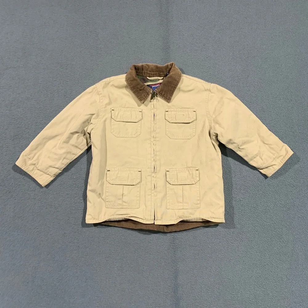Authentic Graphite Kids Tan Field Jacket Corduroy Collar Barn Coat Size 3T